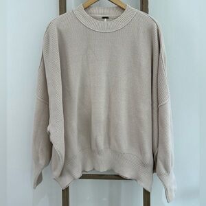 Free People Cream Crew Neck Sweater - Easy Street